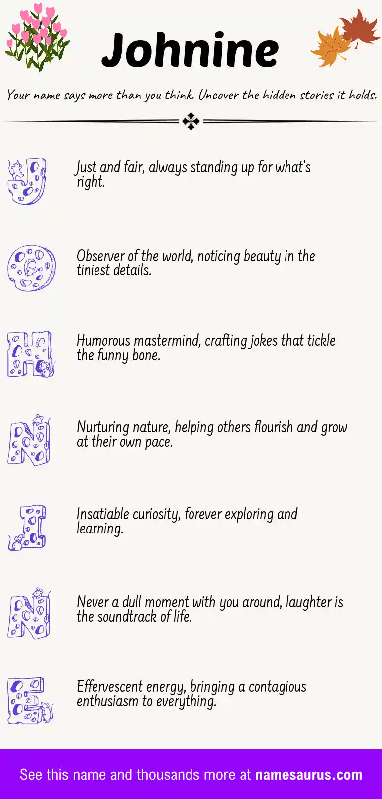 Acrostic poem about Johnine.