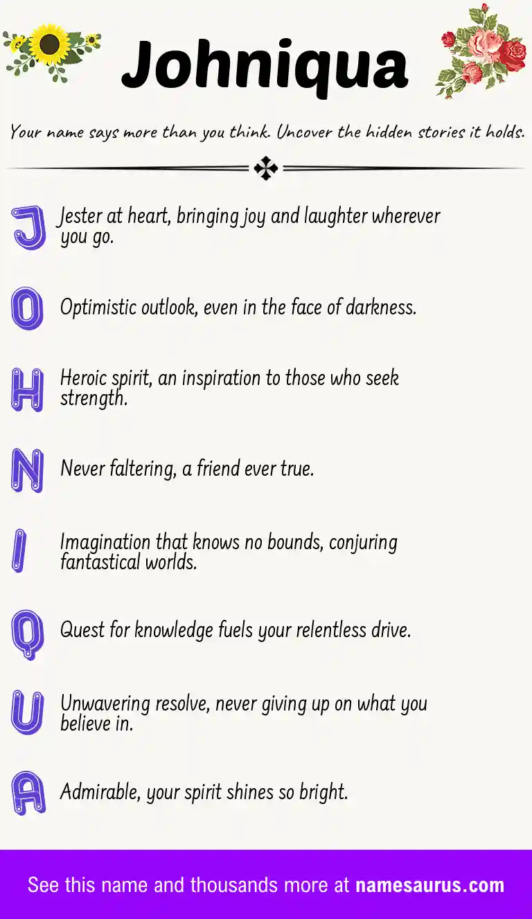 Acrostic poem about Johniqua.