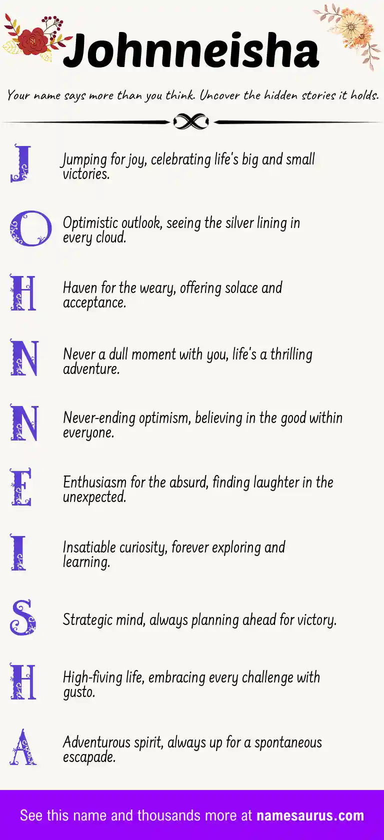 Acrostic poem about Johnneisha.