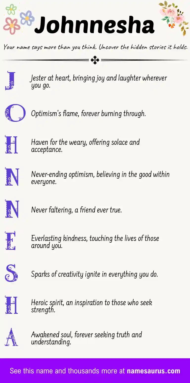 Acrostic poem about Johnnesha.