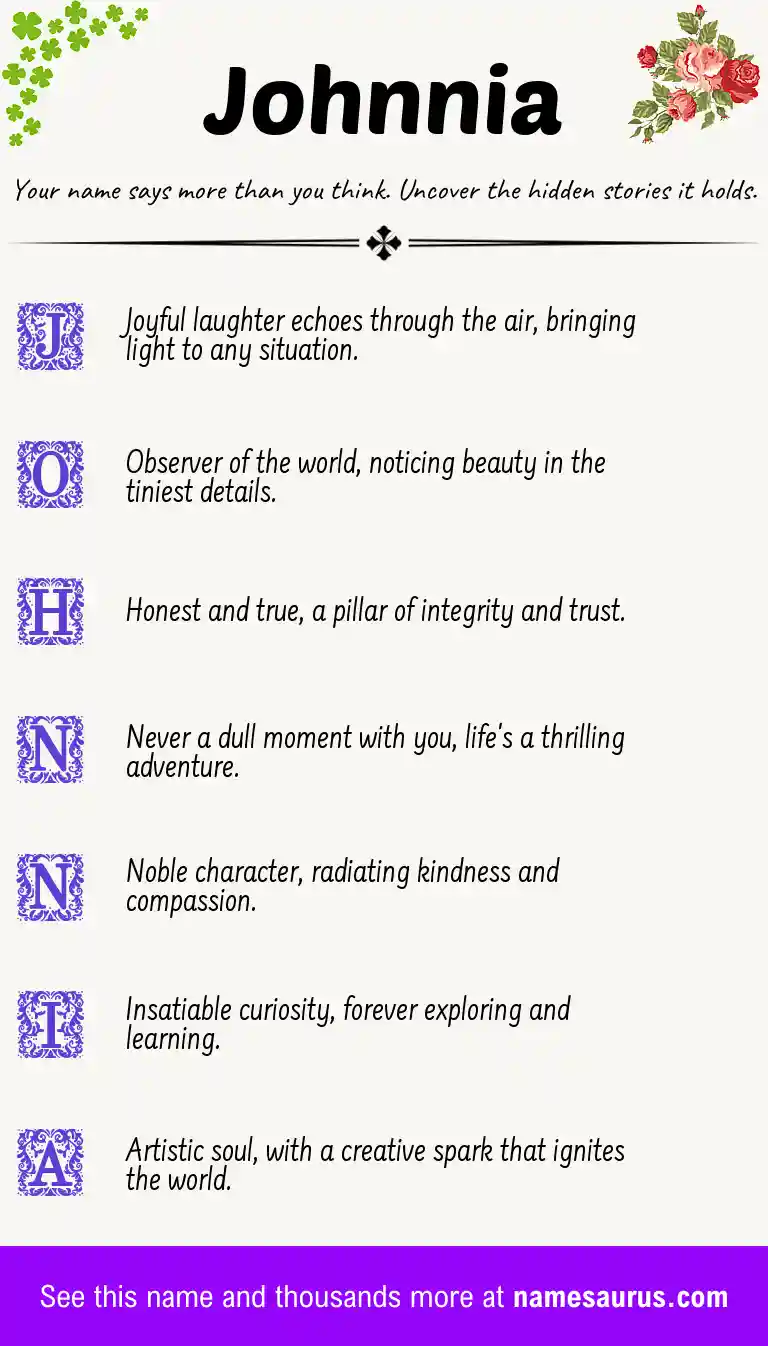 Acrostic poem about Johnnia.