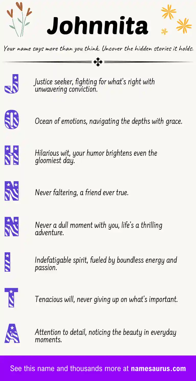 Acrostic poem about Johnnita.