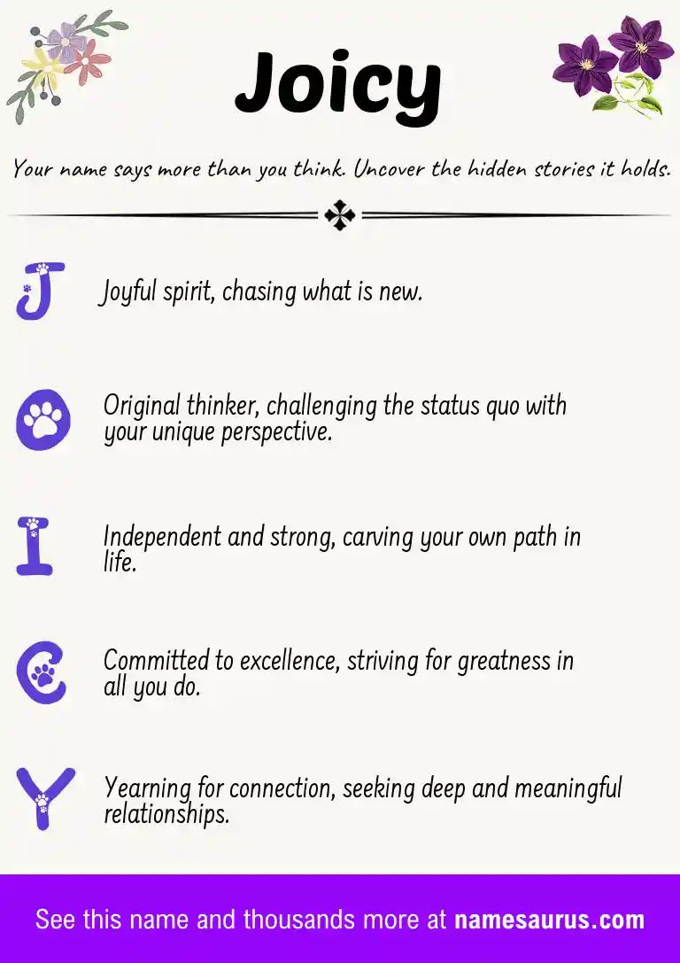 Acrostic poem about Joicy.