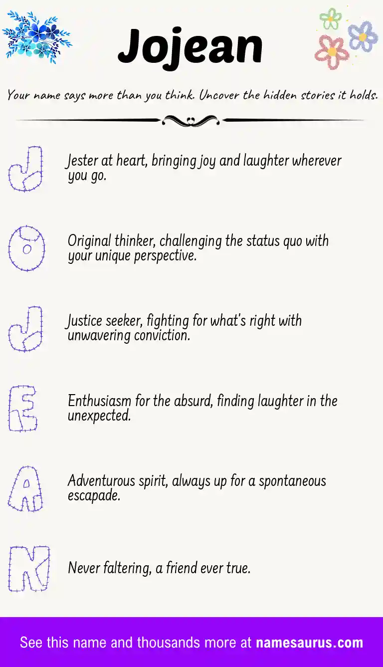 Acrostic poem about Jojean.