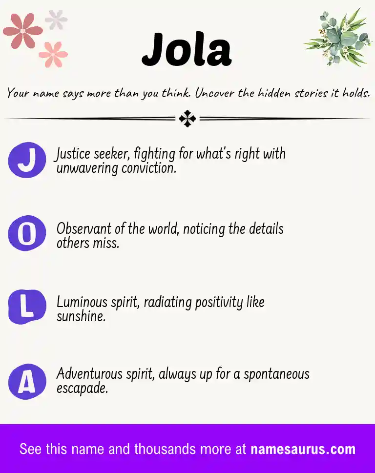 Acrostic poem about Jola.