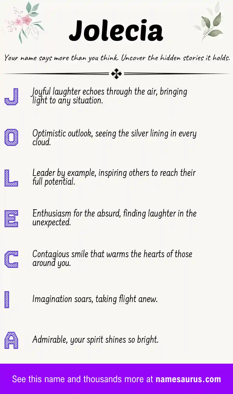 Acrostic poem about Jolecia.