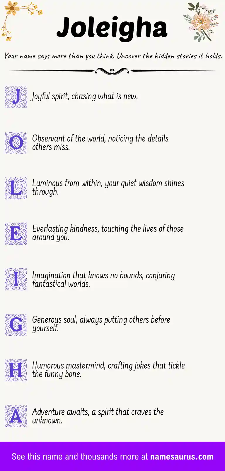 Acrostic poem about Joleigha.