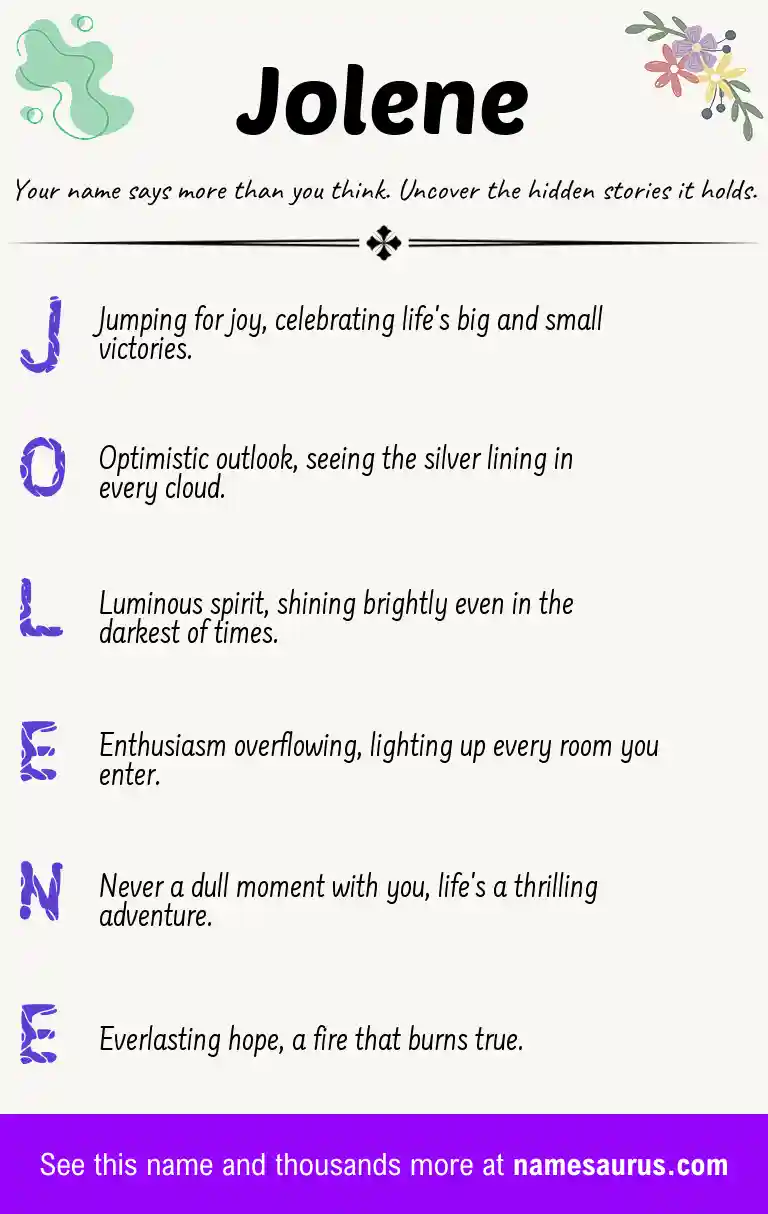 Acrostic poem about Jolene.