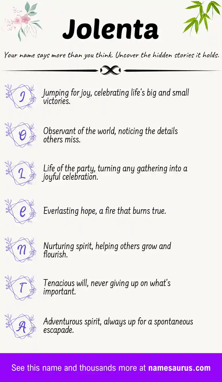 Acrostic poem about Jolenta.