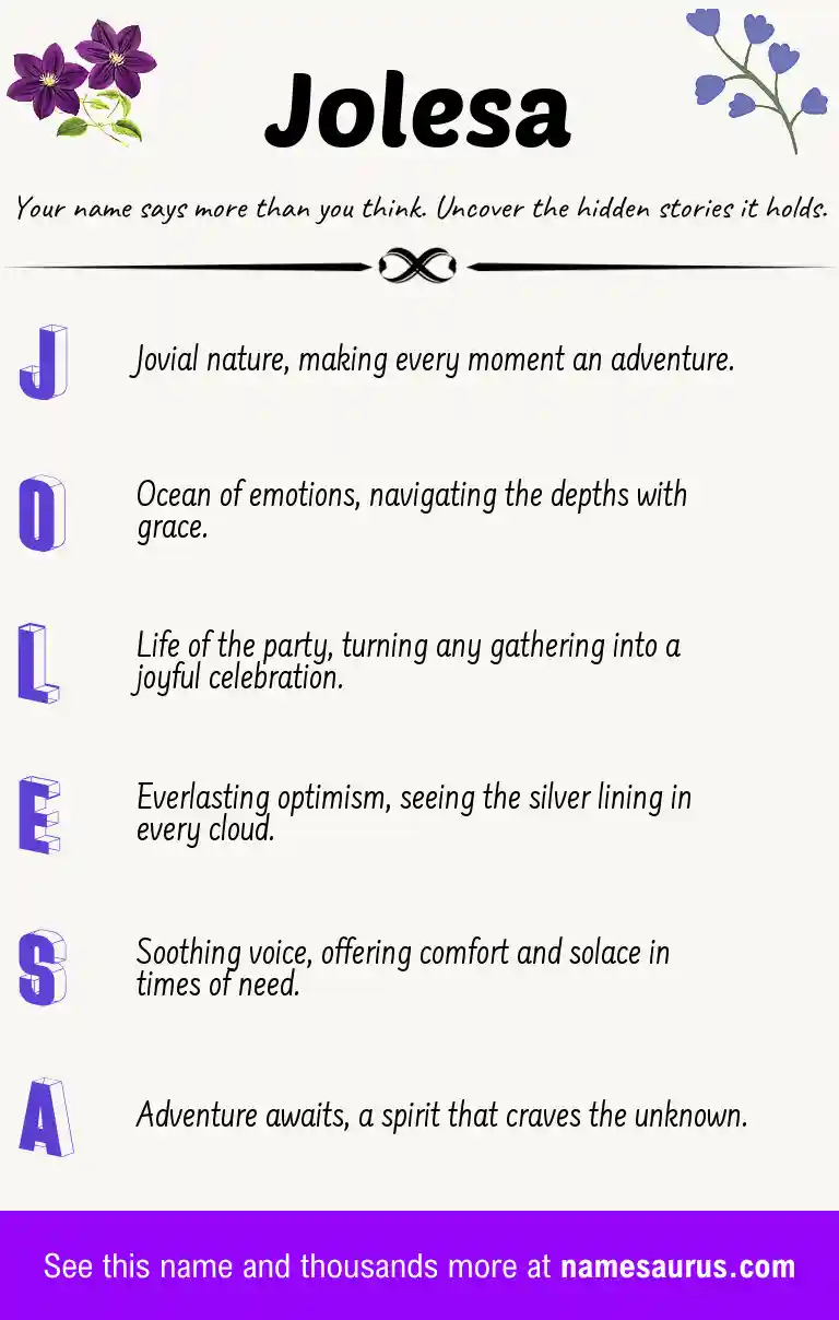 Acrostic poem about Jolesa.