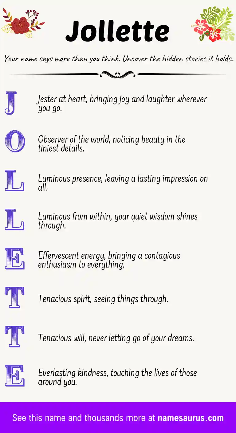 Acrostic poem about Jollette.