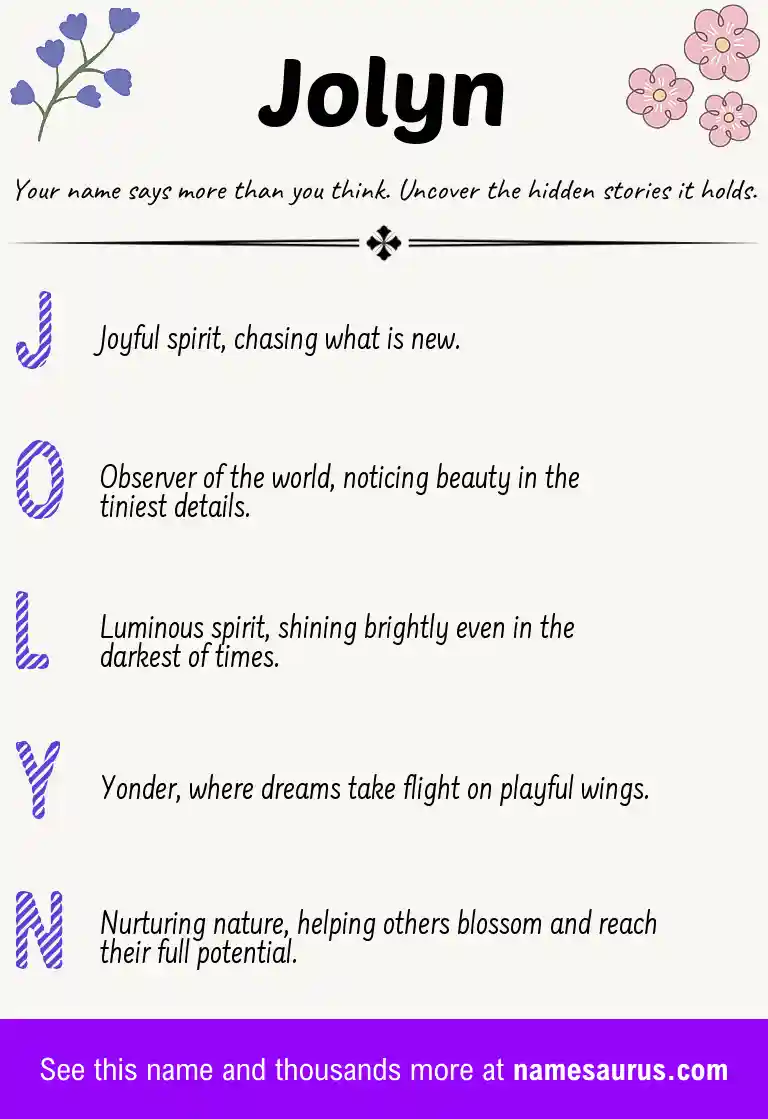 Acrostic poem about Jolyn.