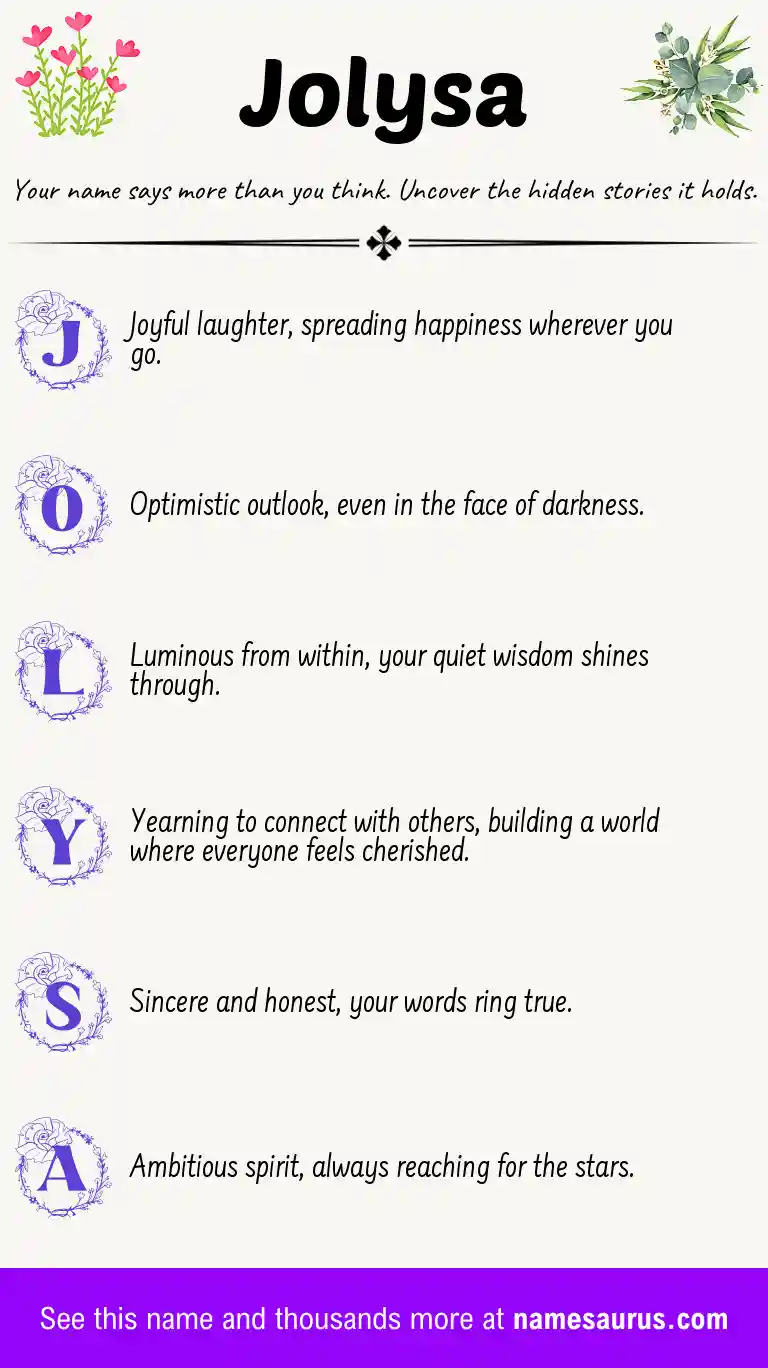 Acrostic poem about Jolysa.