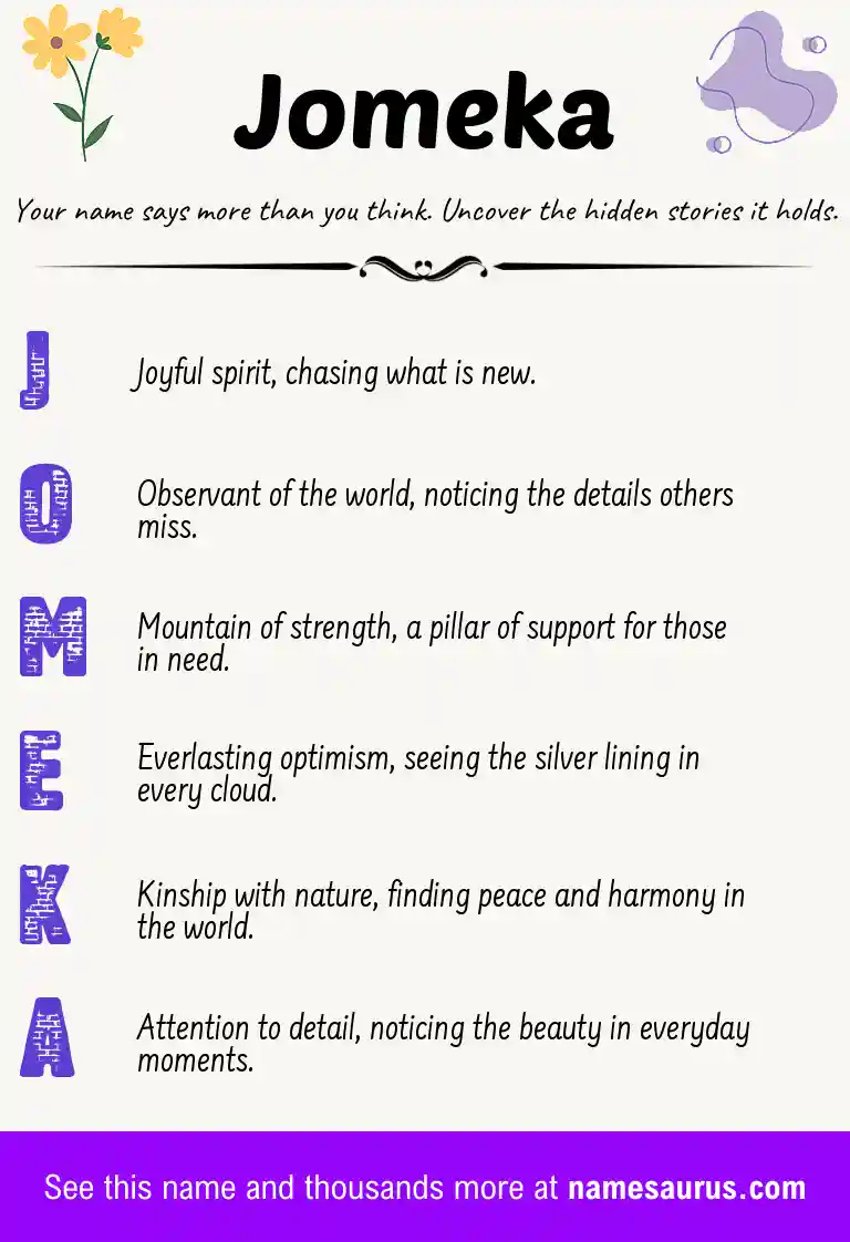 Acrostic poem about Jomeka.