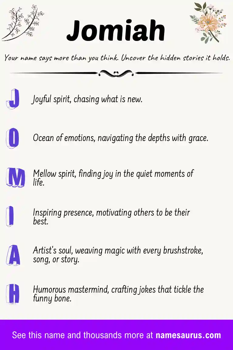 Acrostic poem about Jomiah.