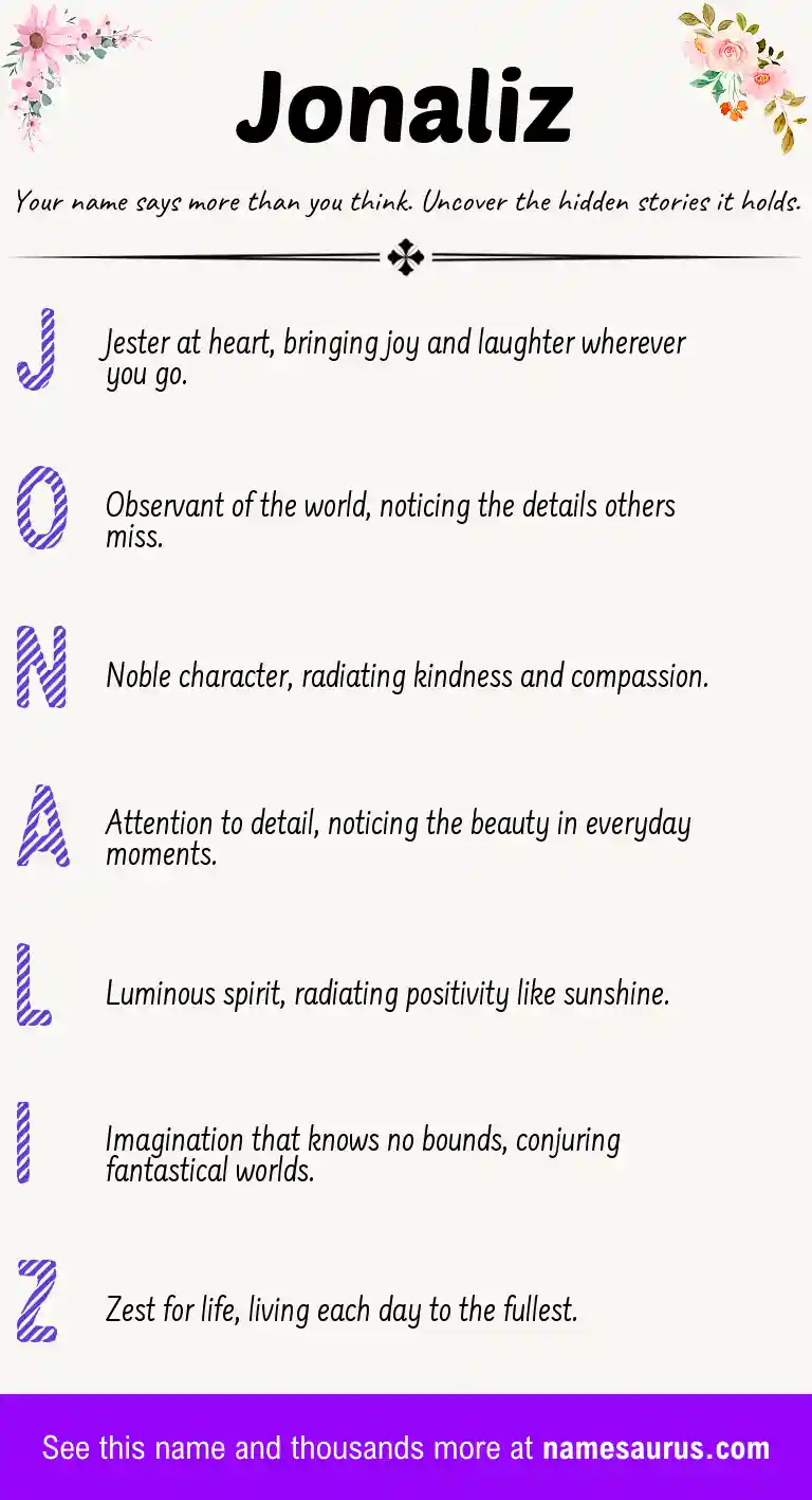 Acrostic poem about Jonaliz.