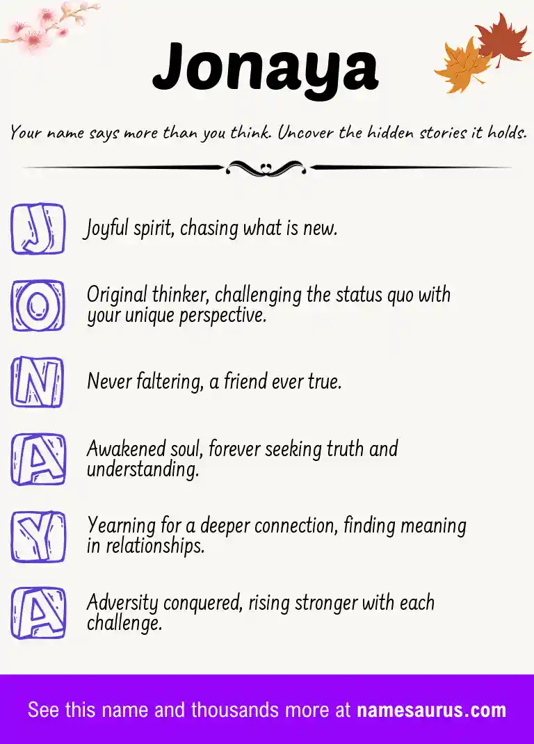 Acrostic poem about Jonaya.