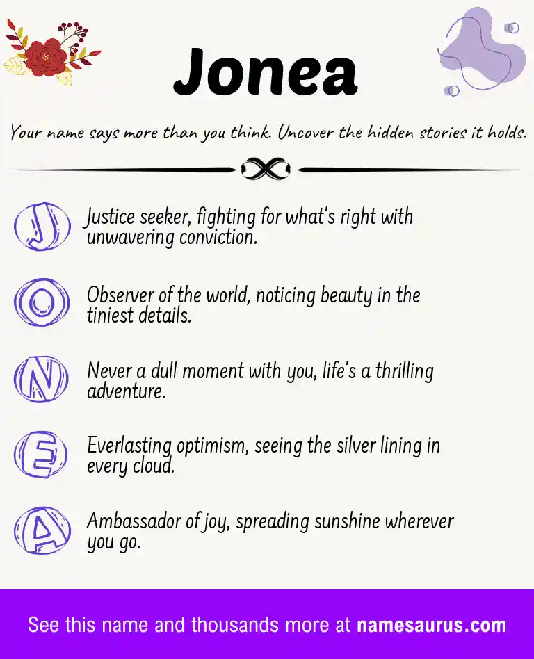 Acrostic poem about Jonea.