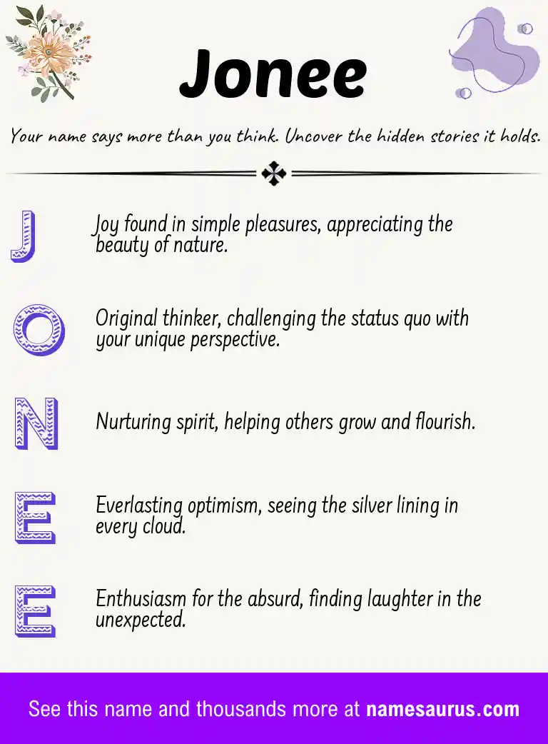 Acrostic poem about Jonee.