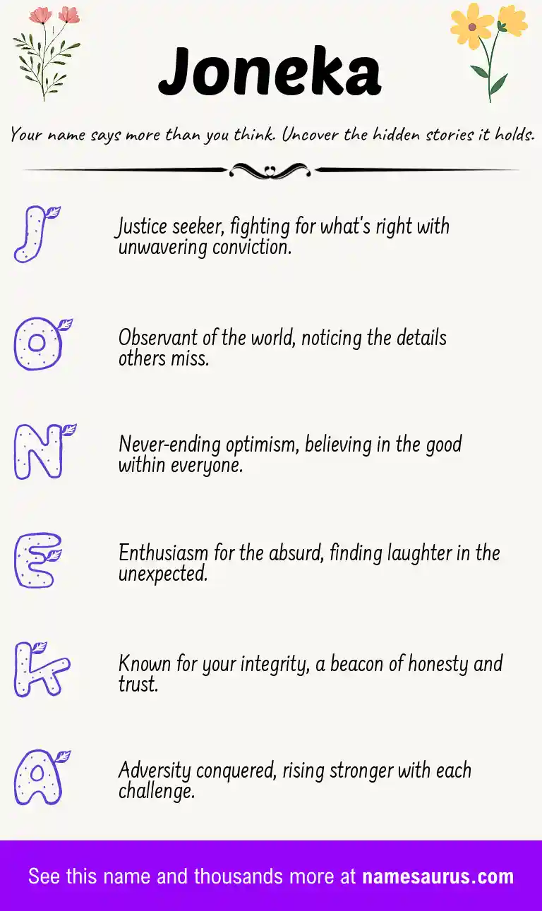 Acrostic poem about Joneka.
