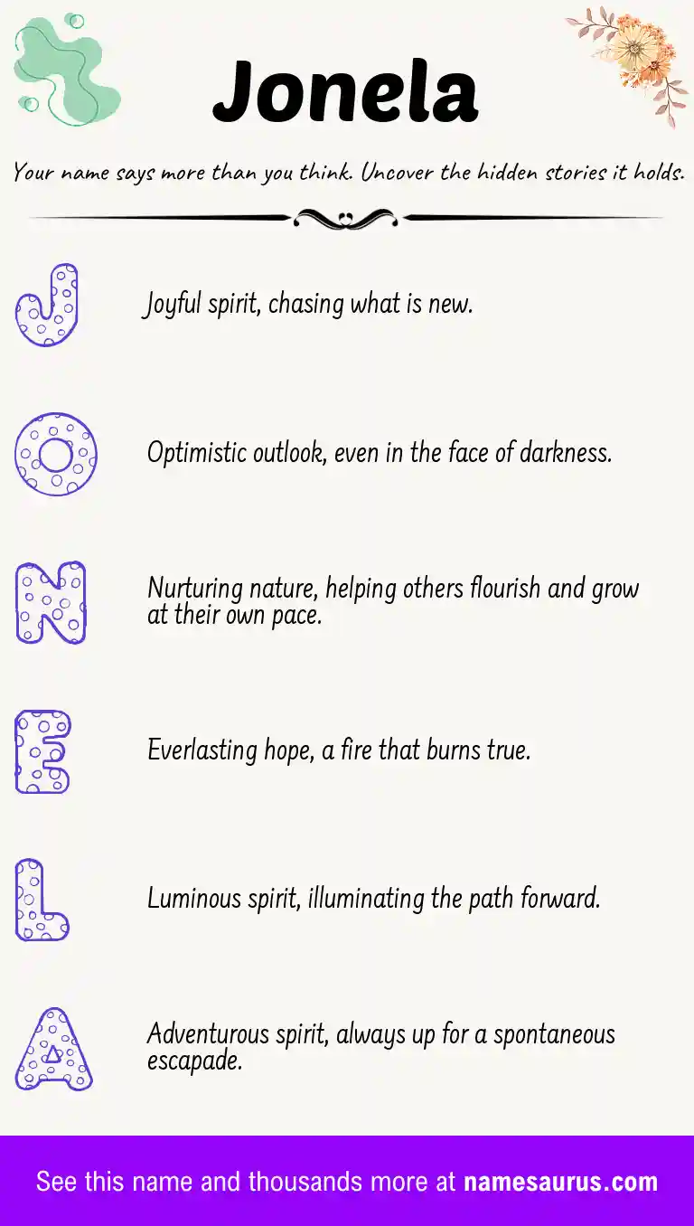 Acrostic poem about Jonela.