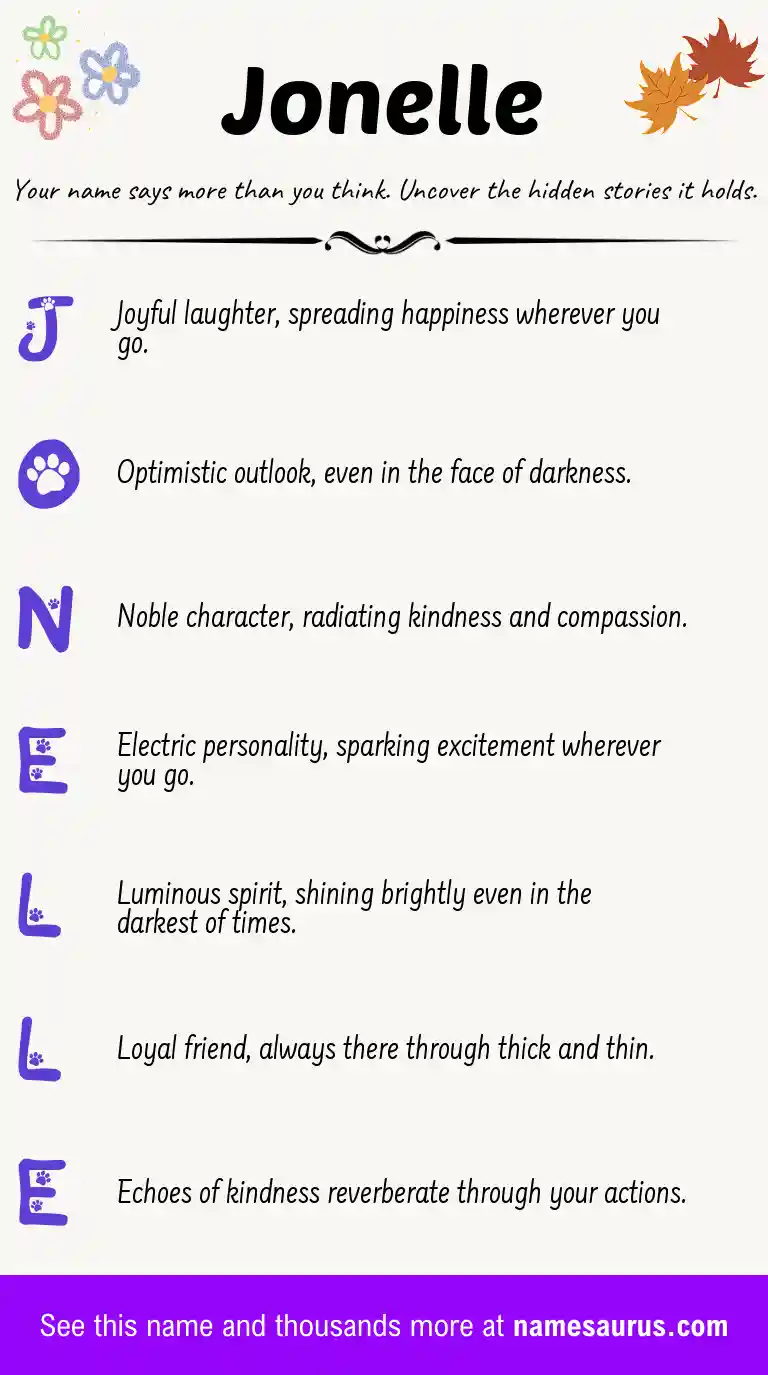 Acrostic poem about Jonelle.