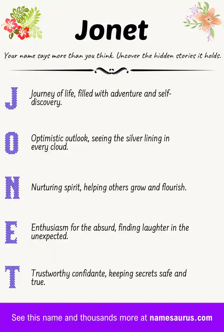 Acrostic poem about Jonet.