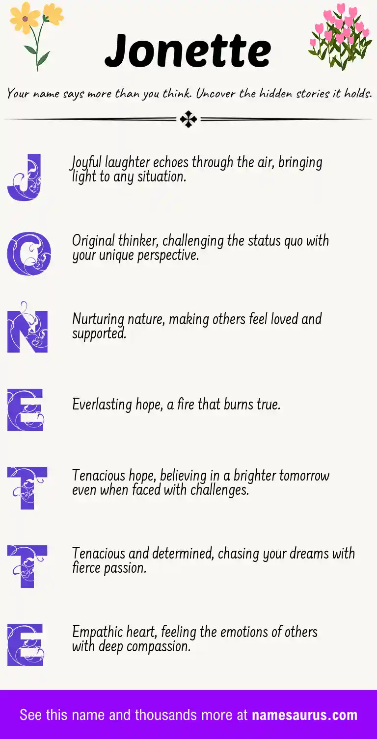 Acrostic poem about Jonette.
