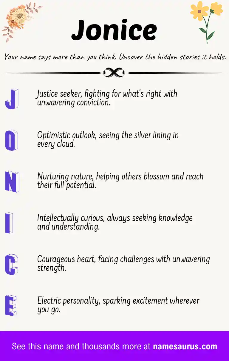 Acrostic poem about Jonice.