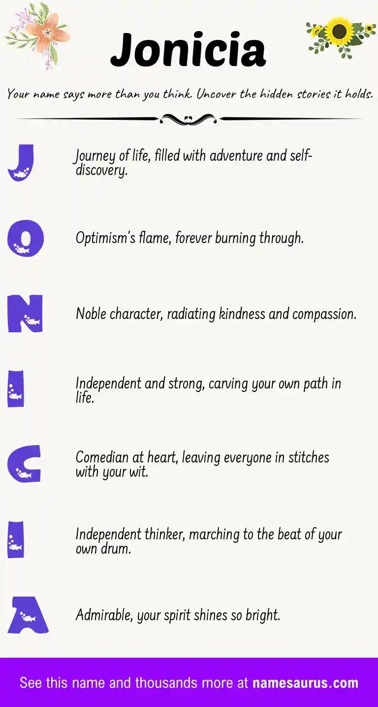 Acrostic poem about Jonicia.