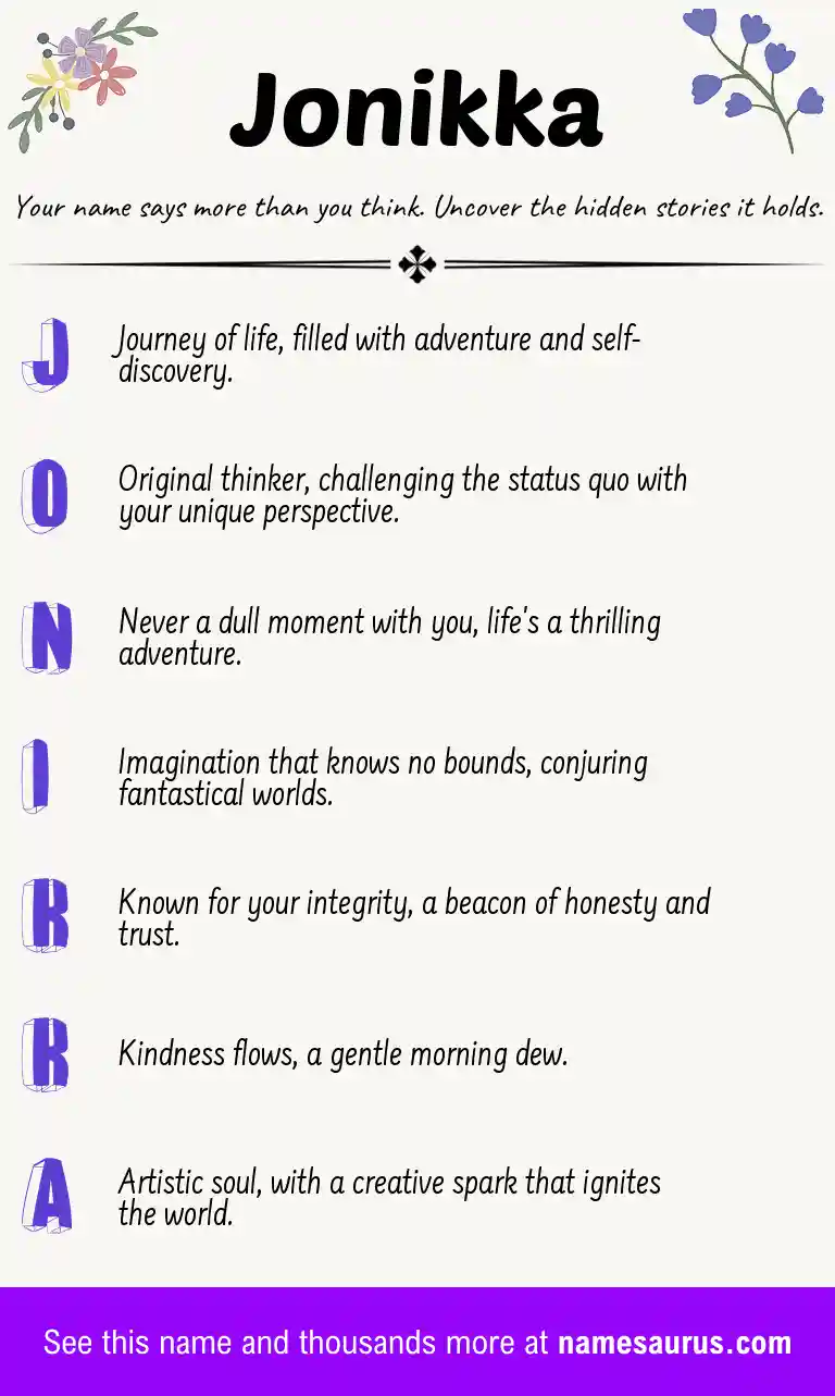 Acrostic poem about Jonikka.
