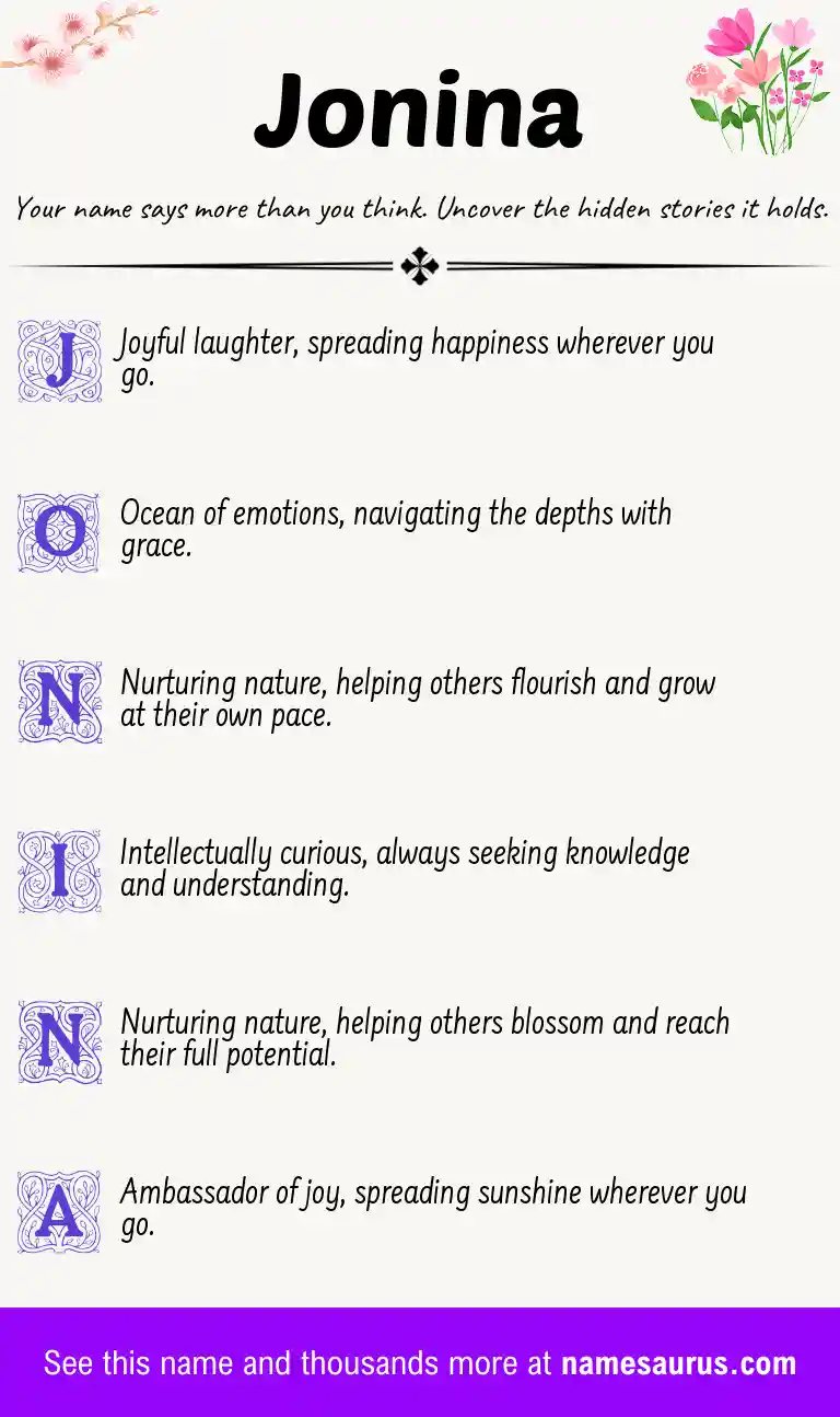 Acrostic poem about Jonina.