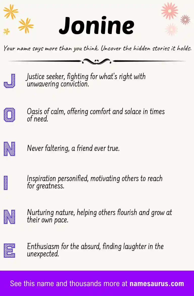 Acrostic poem about Jonine.