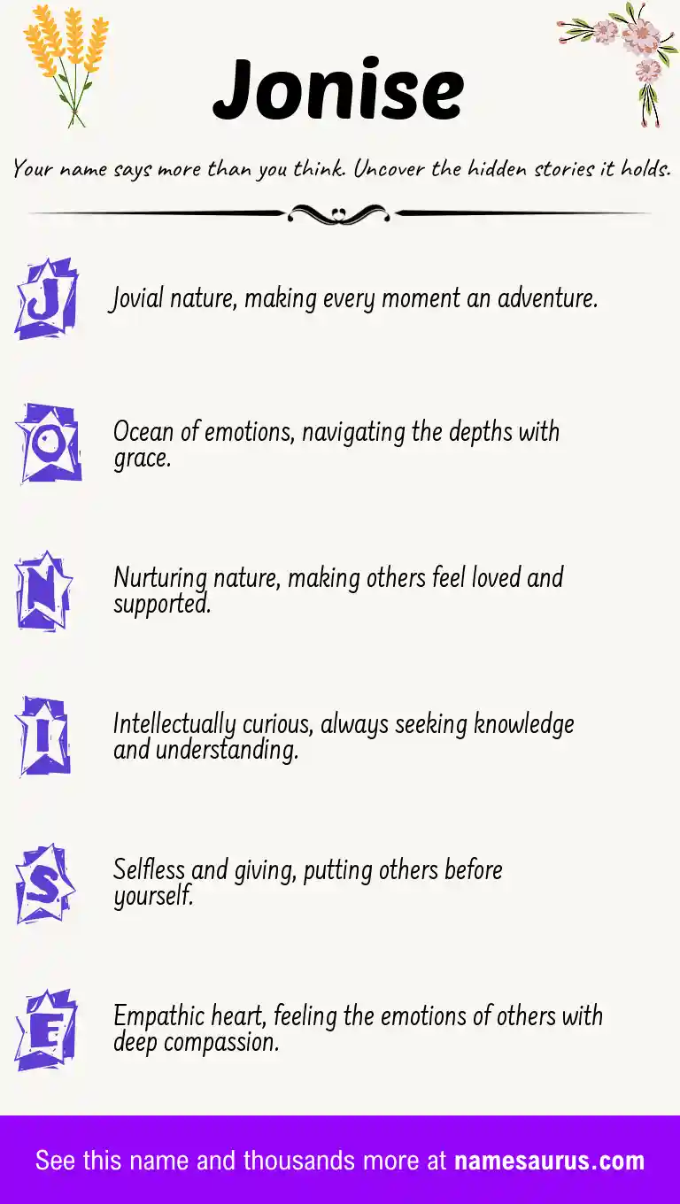 Acrostic poem about Jonise.