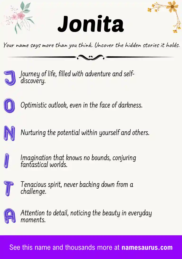 Acrostic poem about Jonita.