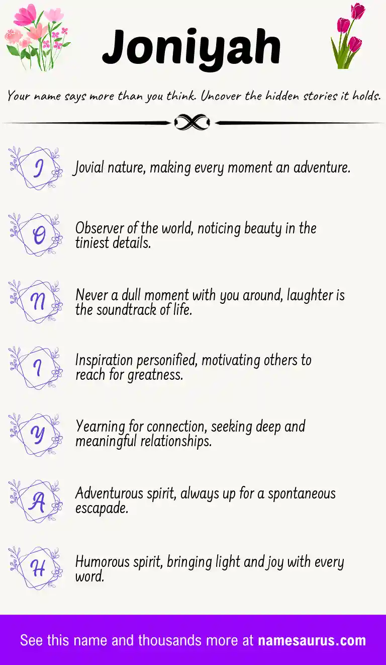 Acrostic poem about Joniyah.