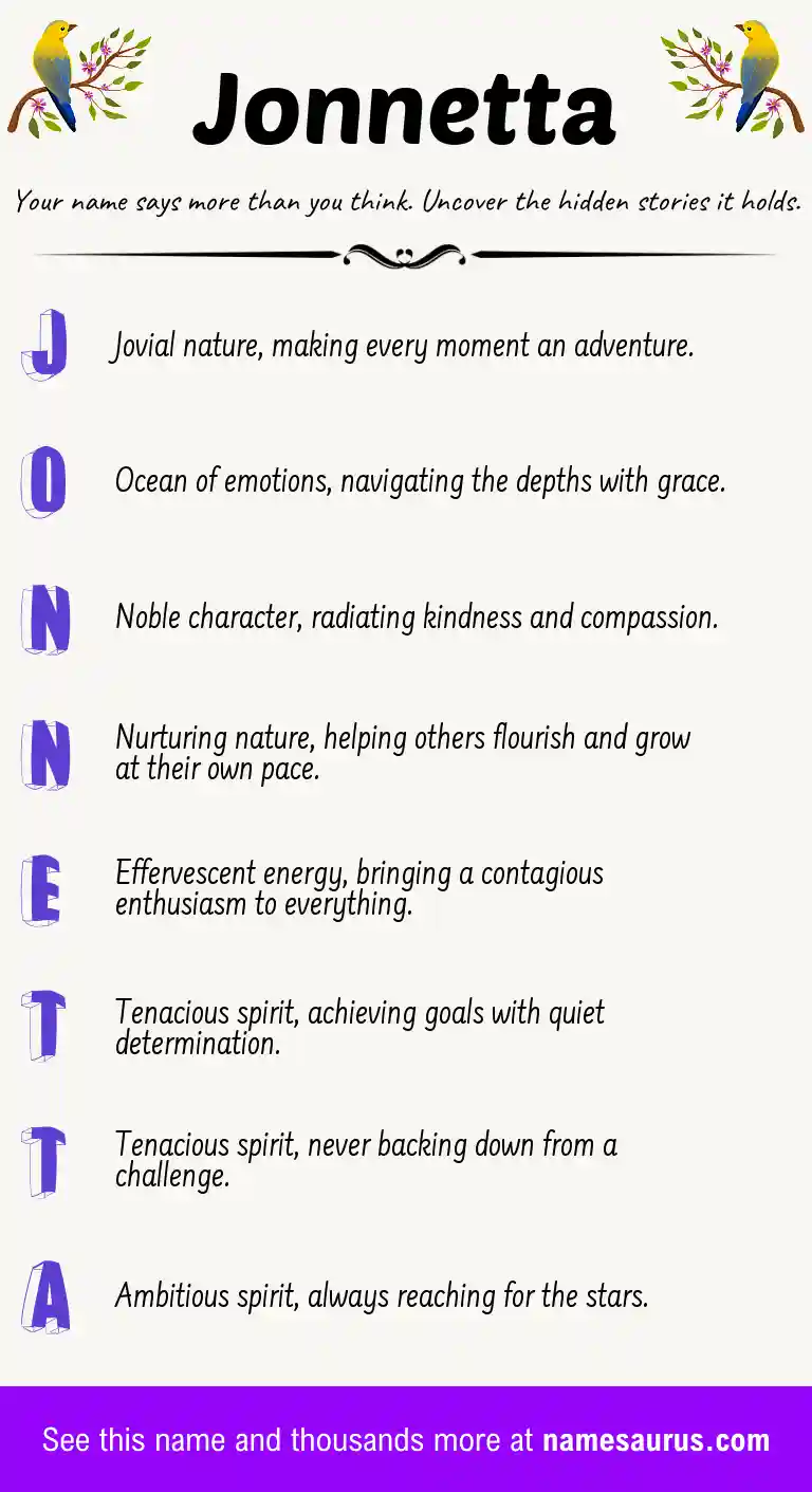 Acrostic poem about Jonnetta.