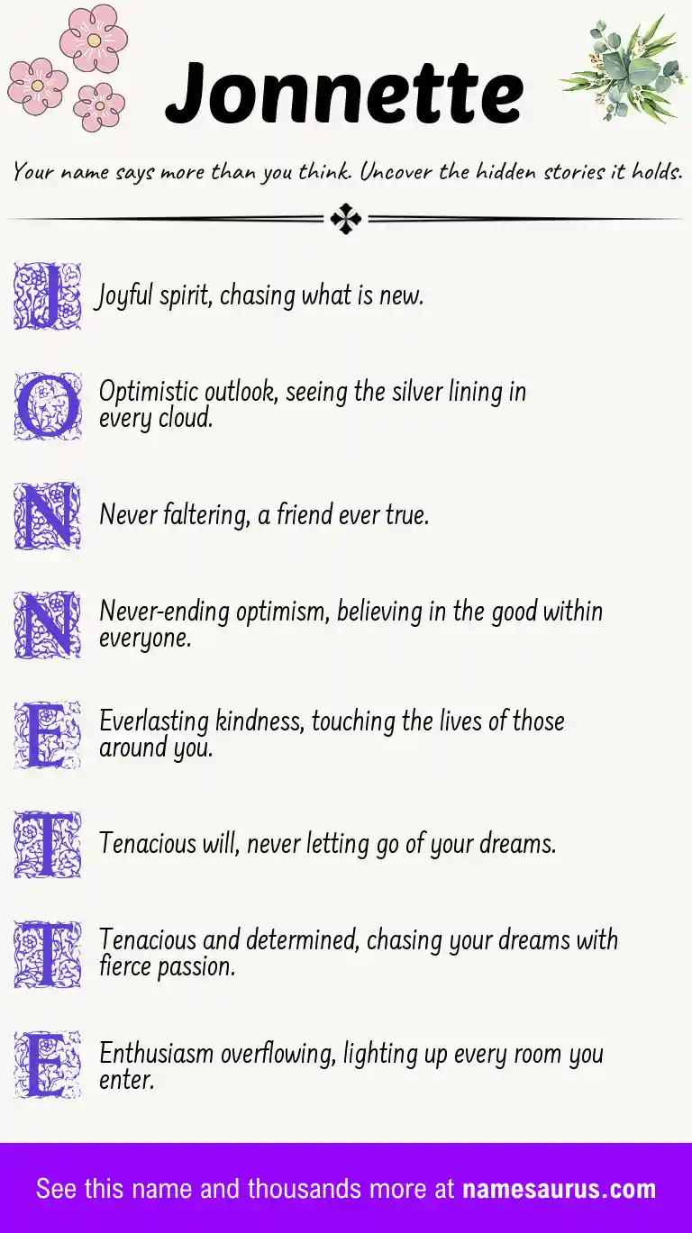 Acrostic poem about Jonnette.