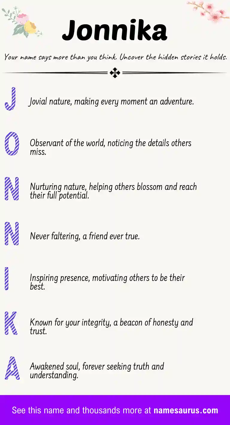 Acrostic poem about Jonnika.