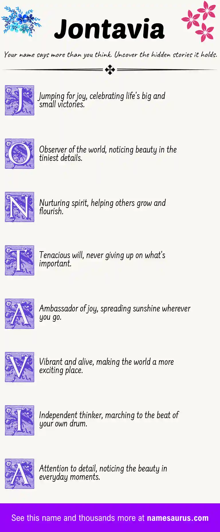 Acrostic poem about Jontavia.