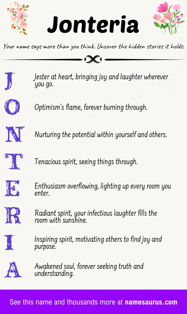Acrostic poem about Jonteria.