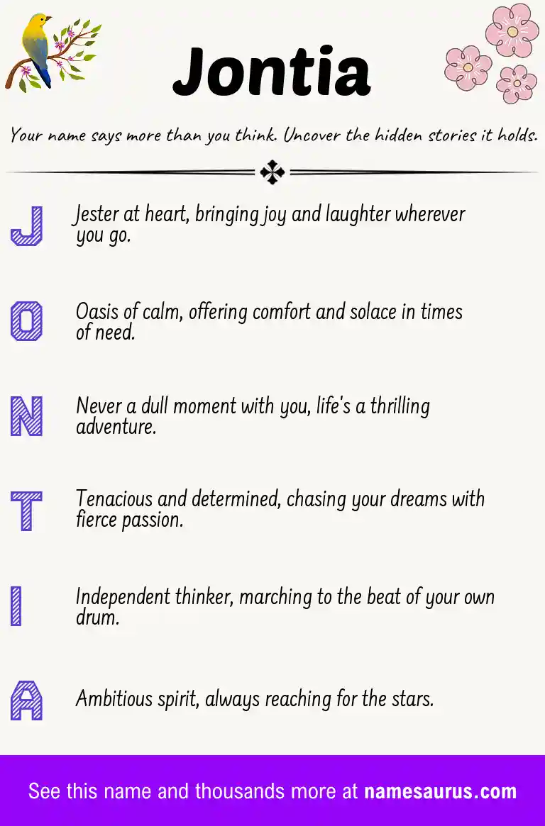 Acrostic poem about Jontia.