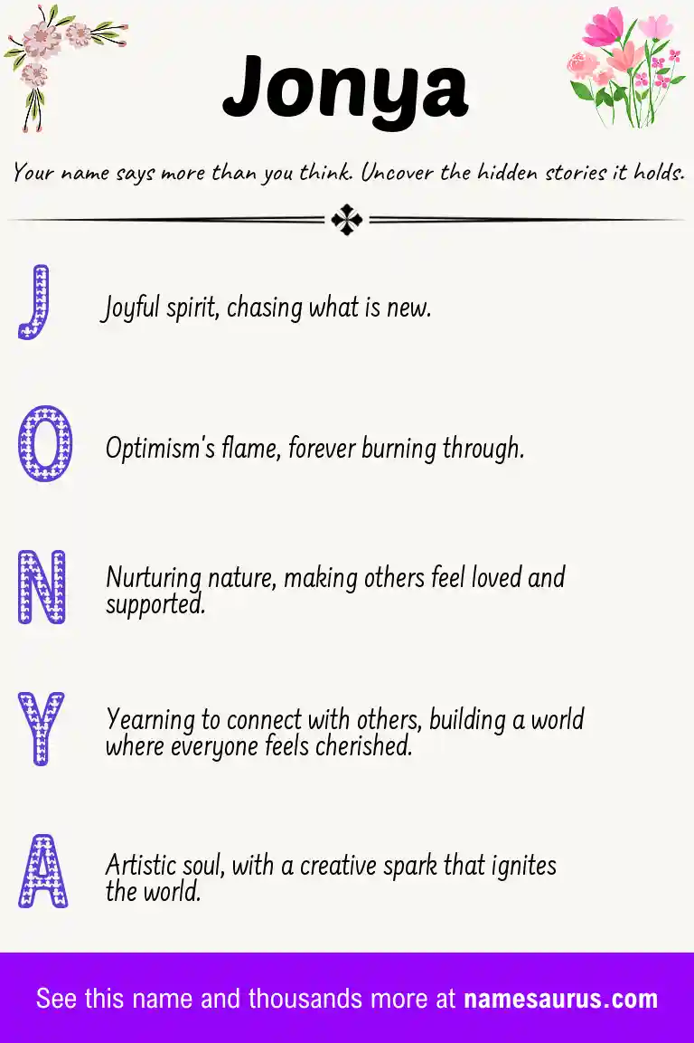 Acrostic poem about Jonya.