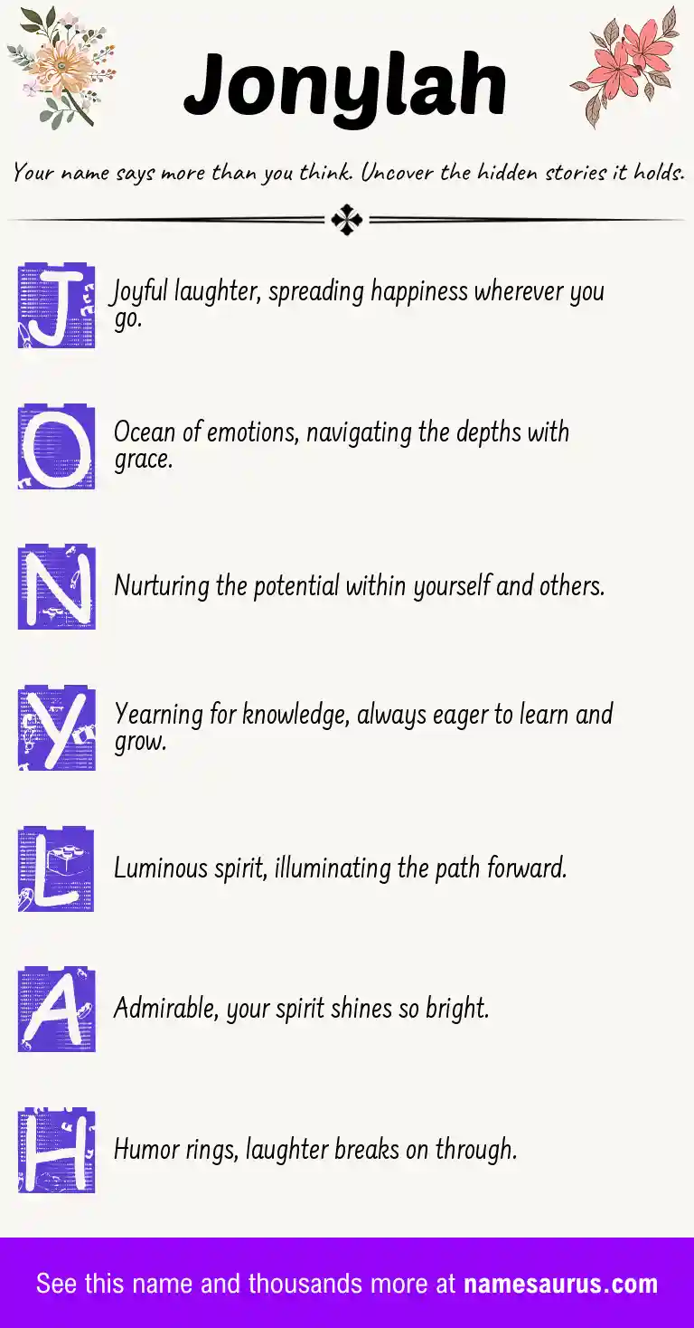 Acrostic poem about Jonylah.