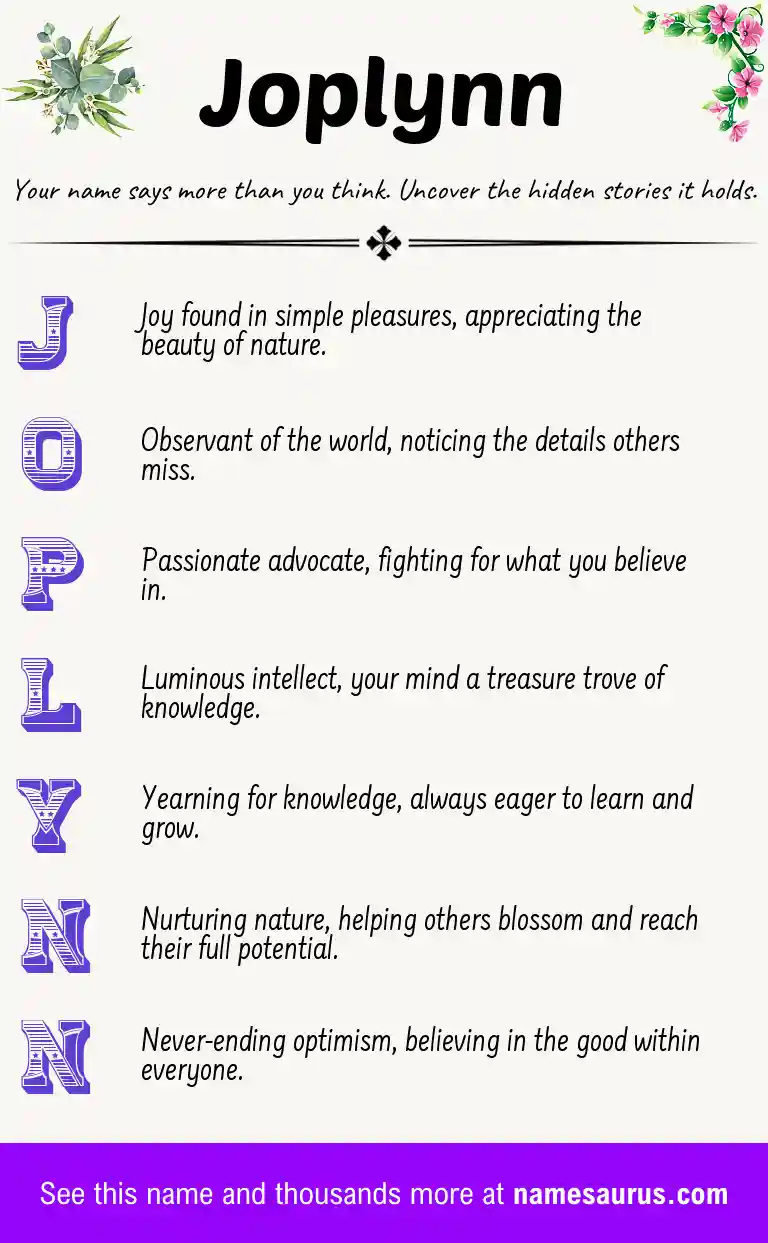 Acrostic poem about Joplynn.