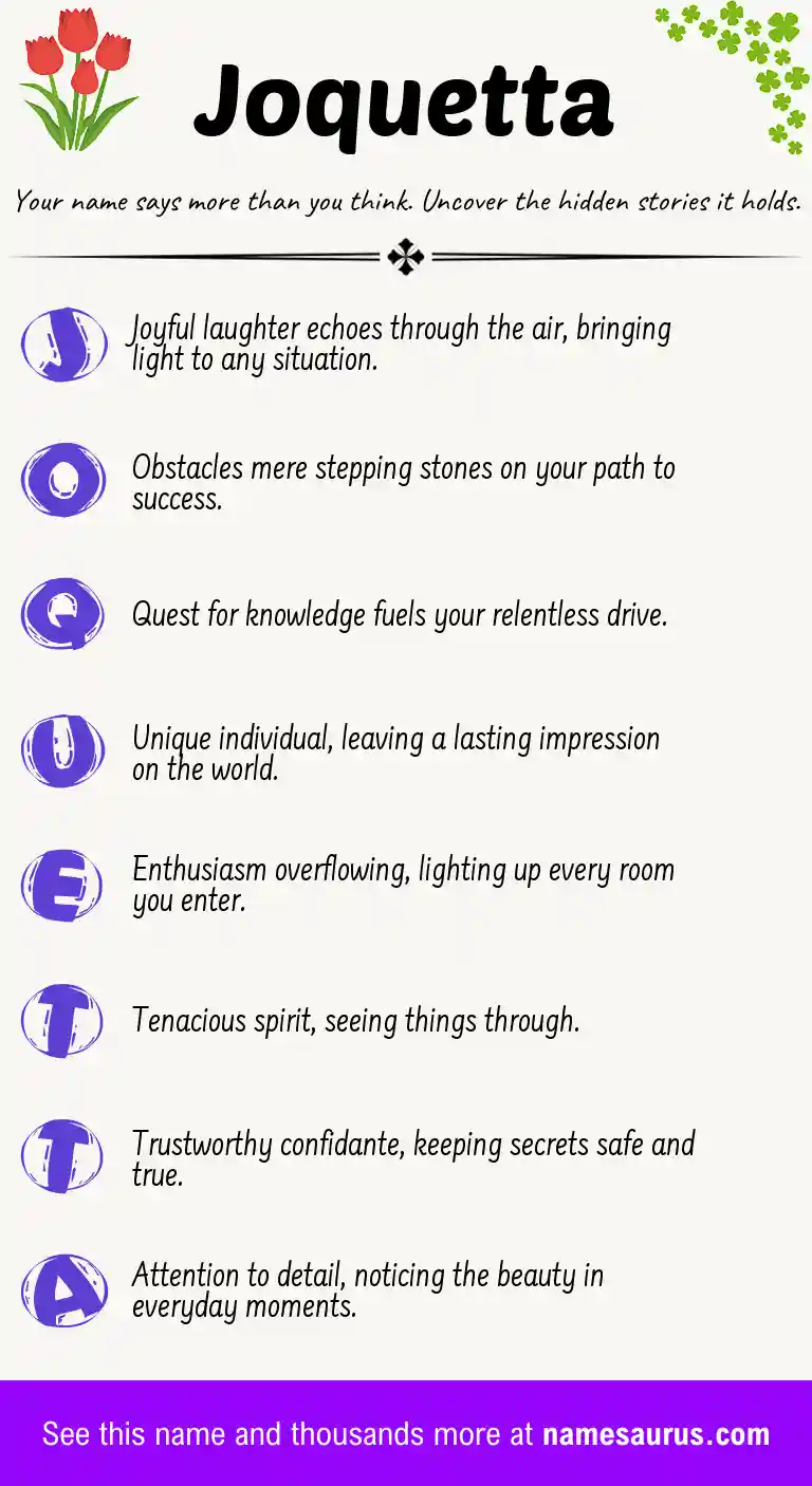 Acrostic poem about Joquetta.