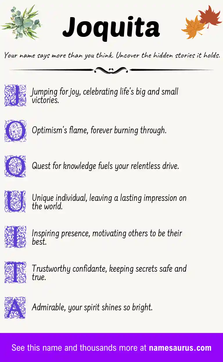 Acrostic poem about Joquita.