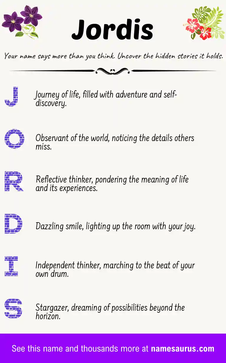 Acrostic poem about Jordis.