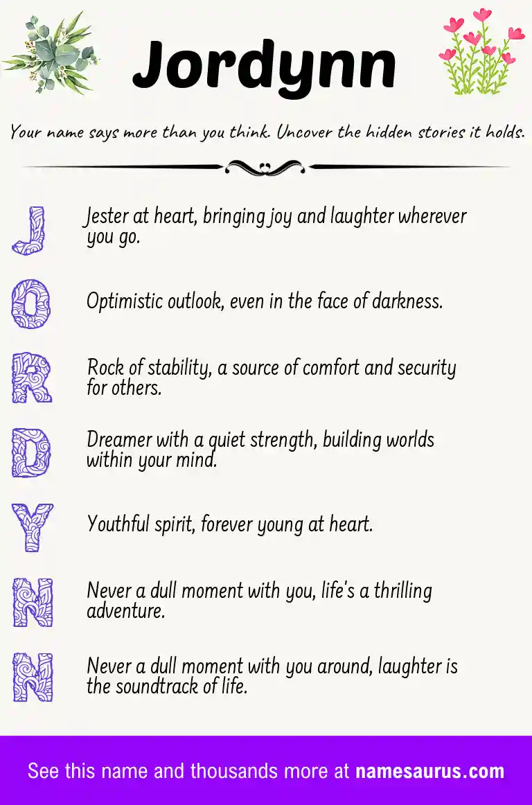 Acrostic poem about Jordynn.