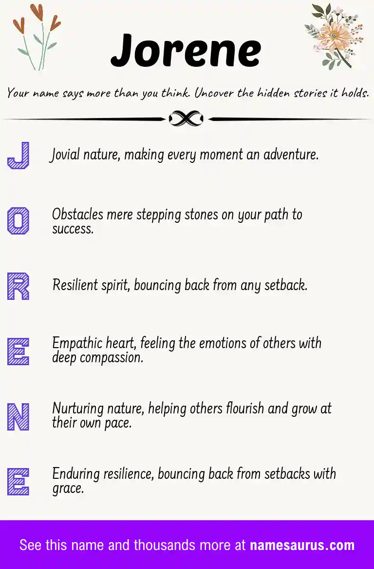 Acrostic poem about Jorene.